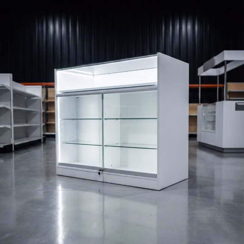 Professionele Witte Toonbank met LED Verlichting en Vitrine