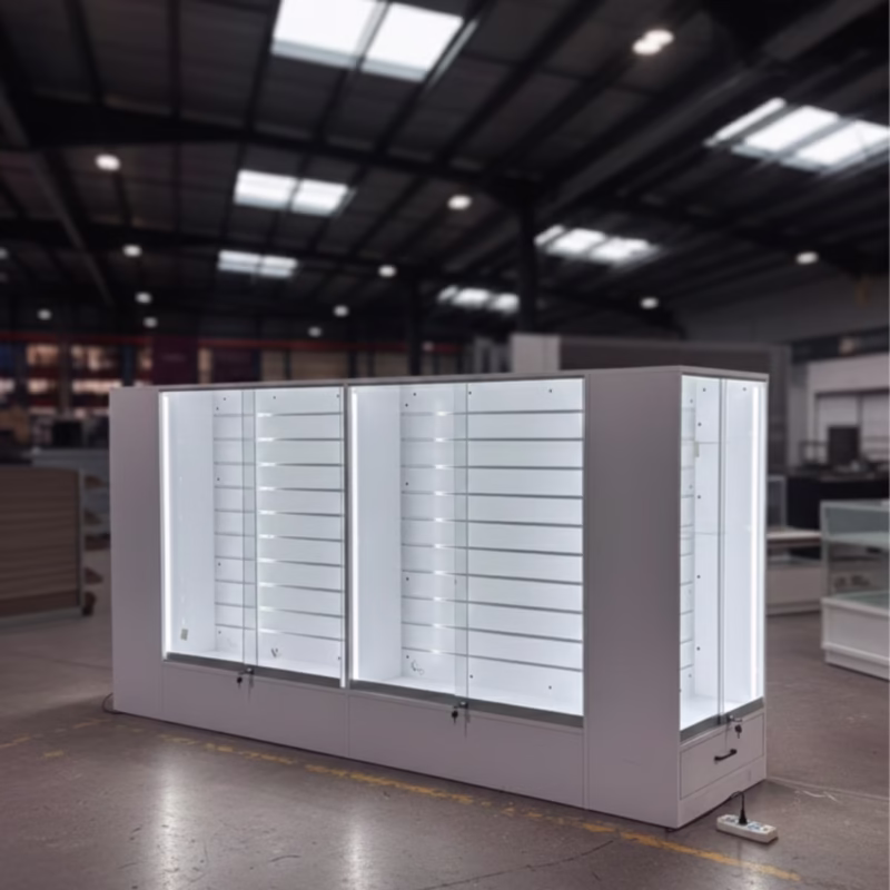 Luxe Modulaire Wandvitrine met LED en Slatwall Systeem